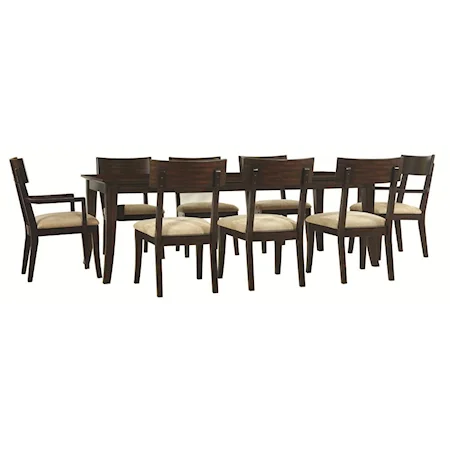 9 Piece Rectangular Dining Table with Side amd Arm Chairs